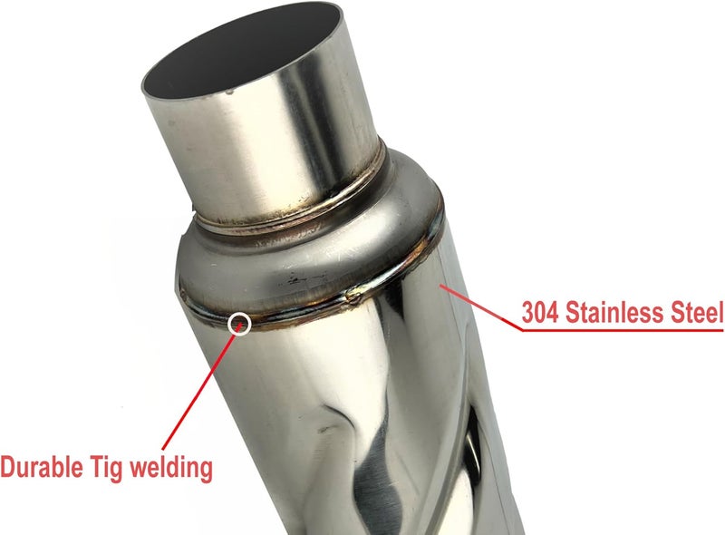 NETAMI Turbo Exhaust Resonator Stainless Steel Polished Inlet/Outlet: 2.25", Body Diameter: 4", Overall Length: 16" - Image 2